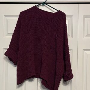 DAVI & DANI Deep Wine Crew Neck Sweater